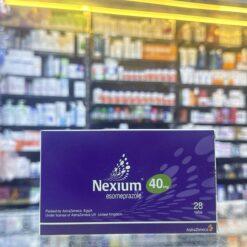 A box of Nexium 40 mg film-coated tablets for acid reflux treatment.
