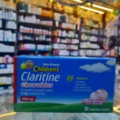 Claritine Children's Chewable 30 Tablets box bubblegum flavor at Magdy Farouk Pharmacy Hurghada