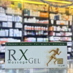 A 100g tube of Rx Massage Gel containing Glucosamine, Chondroitin, and herbal oils for joint and muscle pain relief at Dr. Magdy Farouk Pharmacy Hurghada.