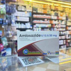Box of Amlosazide 5/12.5/20 mg 30 tablets for hypertension at Magdy Farouk Pharmacy Hurghada